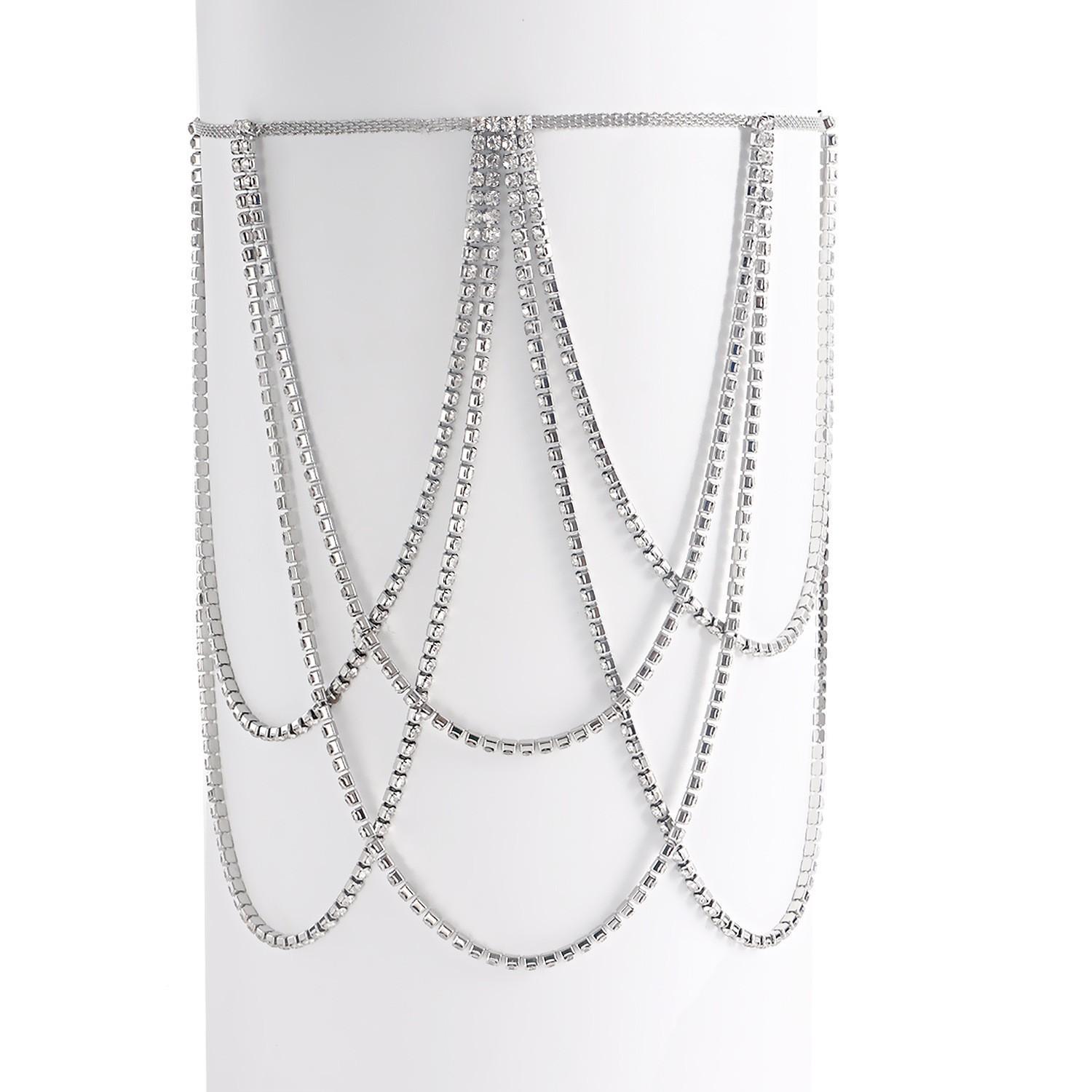 

Цепочки на ноги Женские цепочки для тела Цепочки для тела для девочек Пляжные цепочки для тела в стиле бохо One Size серебряный