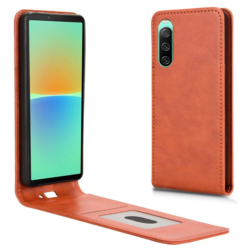 

Чехол для Sony Xperia 10 IV 5G со слотом для карты, магнитный вертикальный откидной кожаный чехол для телефона Orange