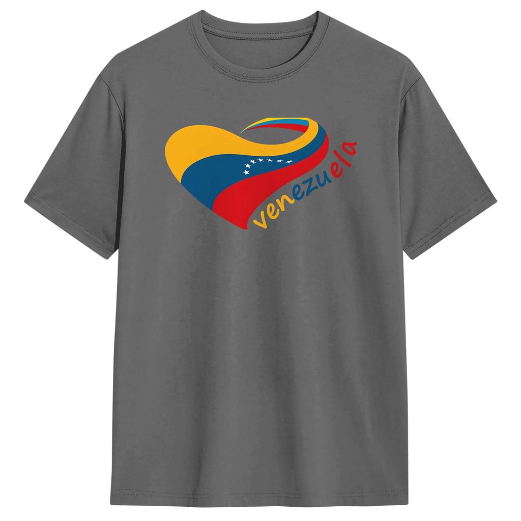 Unisex Heart Of Venezuela T Shirts  Cotton Tops Summer YK Funny Short Sleeve TShirt Crew Neck Harajuku Casual Tee Shirt