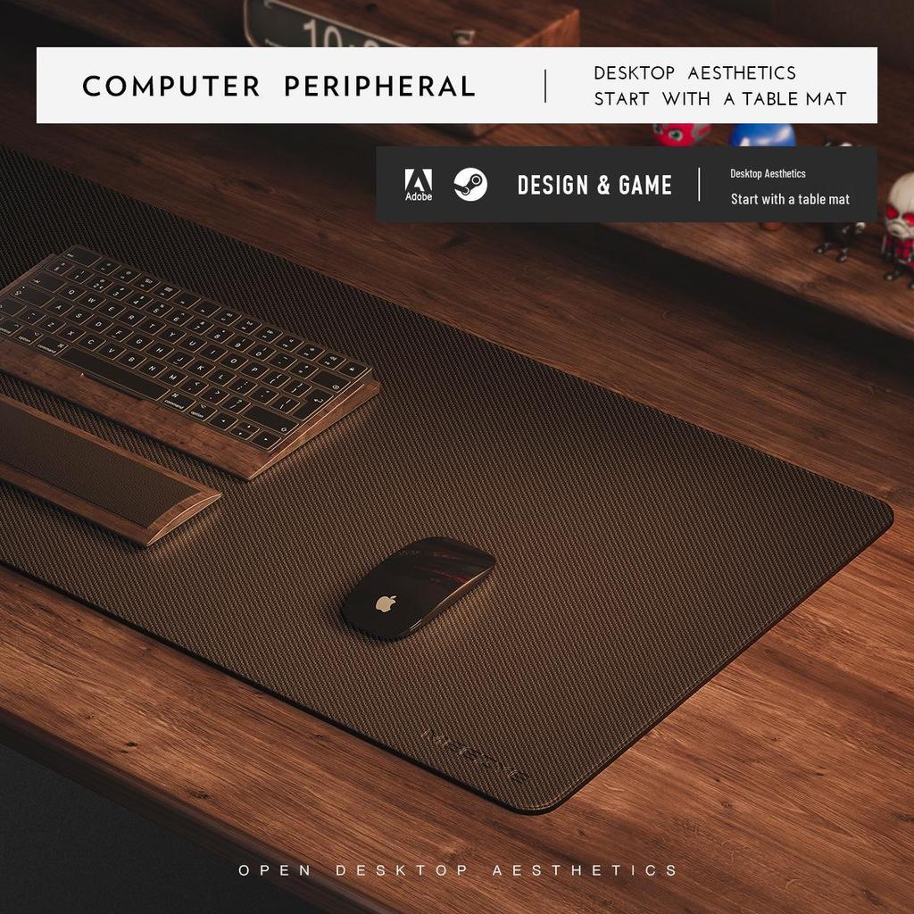 Carbon Fiber Cork Large PU Leather Waterproof Desk Mat