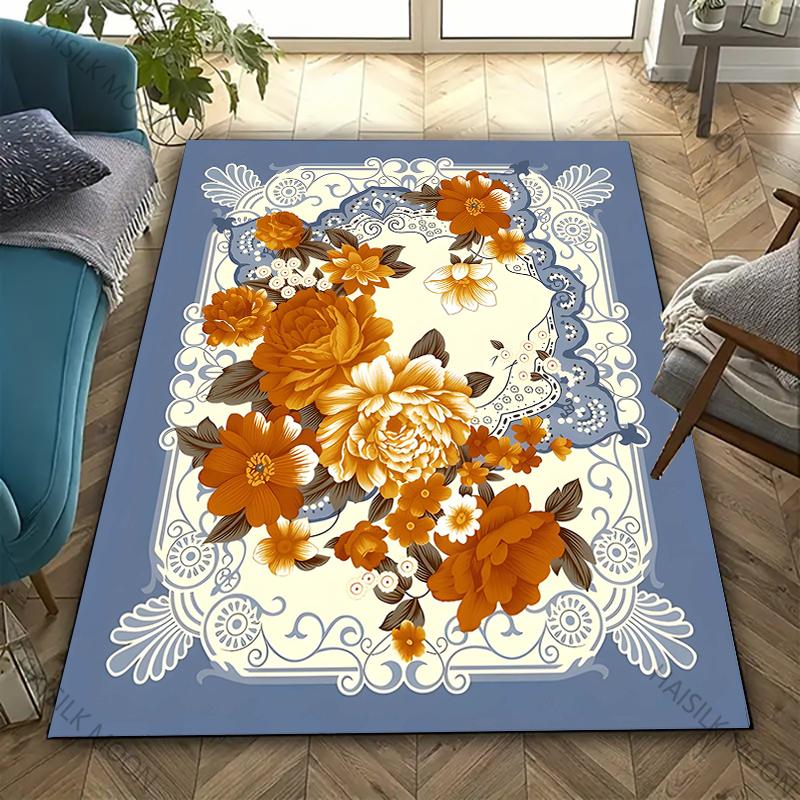 

Ковер с принтом цветочного узора в ретро-цветах для спальни, гостиной, современный офисный коврик, подарок на Рождество, День благодарения для мамы и дочери 40x60cm (16x24in)