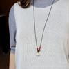 Elegant Lotus Pod Wood Carving Necklace: Ethnic Style Retro Sweater Chain Pendant for Women