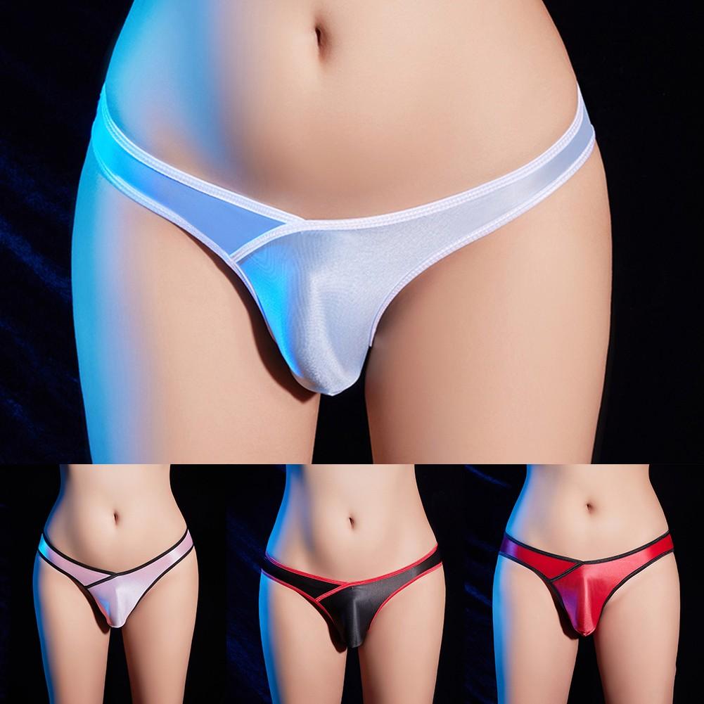 Low Rise Mens Underwear Oily Panties See-Through Swimwear