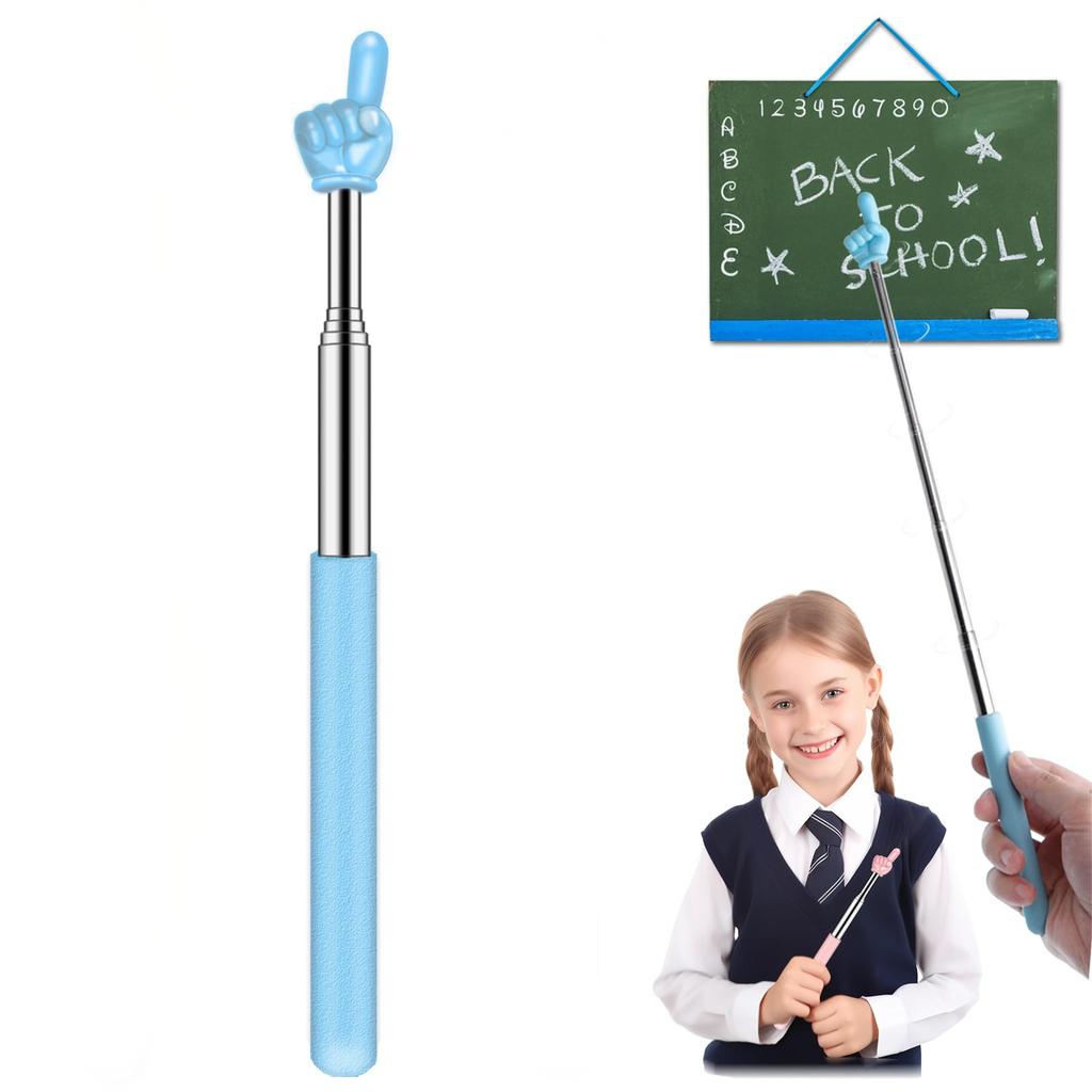 Retractable Teacher Pointer for Classroom Kids Reading, Extendable Finger Pointer Stick for School Long Telescoping Hand Pointer
