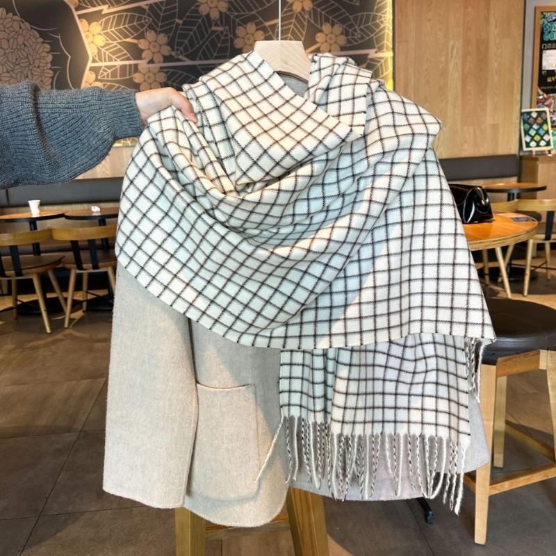 Red plaid scarf autumn and winter thickened warm couple scarf new retro shawl