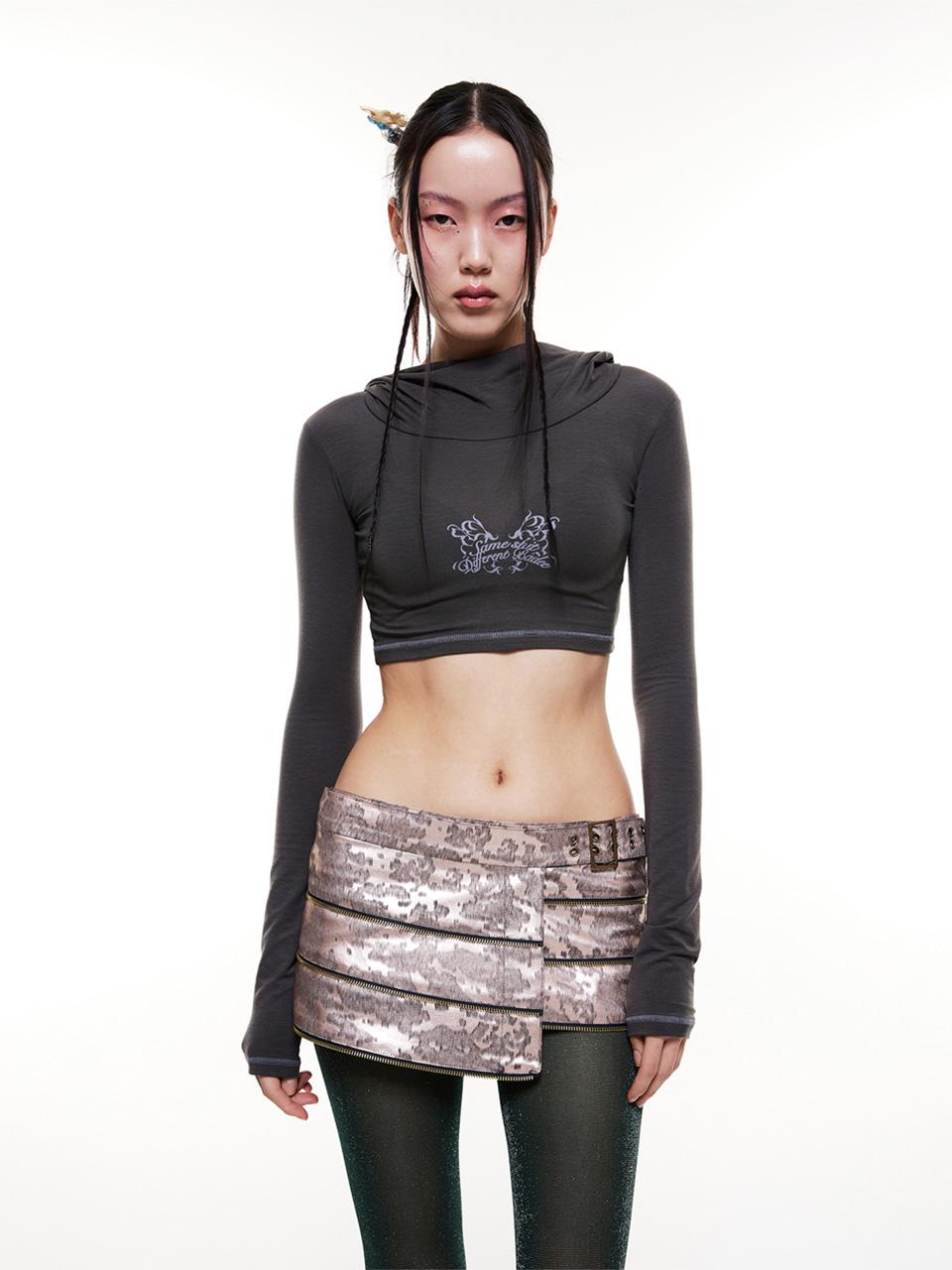 Buddy Underboob Turtleneck Hoodie Charcoal M