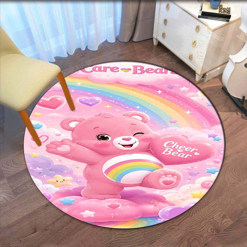 Bear Printed Round Rug Carpet Chair Rug Area Rug Entryway Doormats,for Office Chair Living Room Bedroom Kitchen Room.