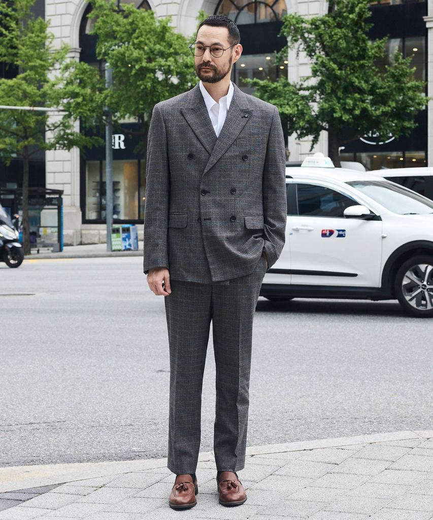 STCO Easy-Care Double-Breasted Glen Check Formal Jacket_Brown (Classic Fit)_Ssjud52Dch