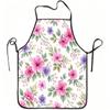 1pc Pink And Purple Floral Pattern Print Apron, Durable And Easy To Clean, Adjustable Waistband, Polyester Material, for Kitchen Cooking, Gardening, O