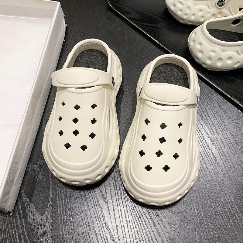 

Мода 2025 Модные шармы Обувь клоги Уличные шлепанцы для женщин Толстая подошва Милый бант Летние сандалии на платформе для девочек 40-41(24.5-25CM) бежевый