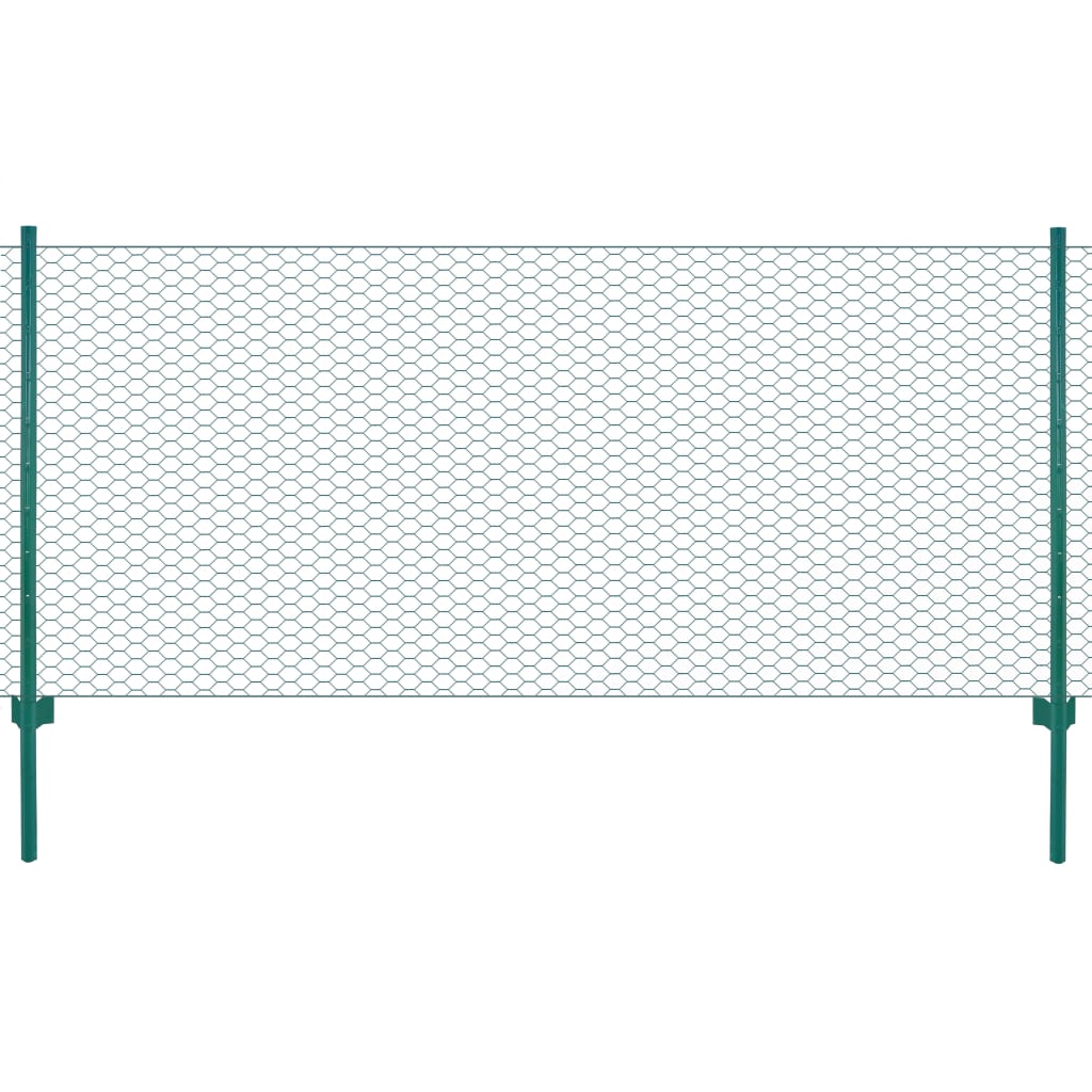 Vidaxl Siatka Ogrodzeniowa Ze Słupkami, Stal, 25 X 1 M, Zielony