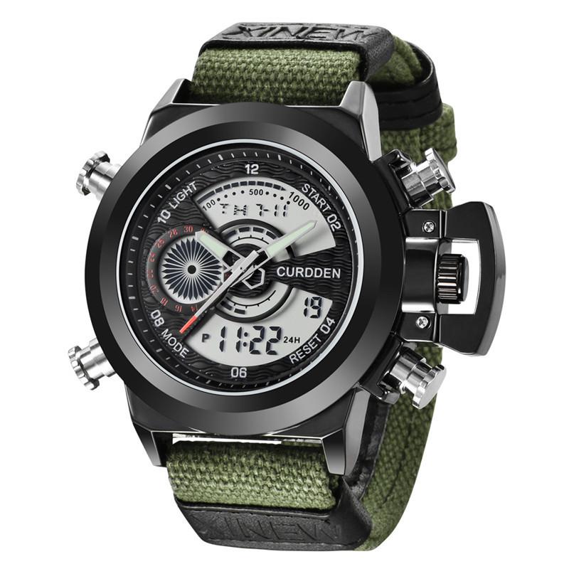 New Men's Multifunctional Dual Display Sport Watch with Stainless Steel Strap