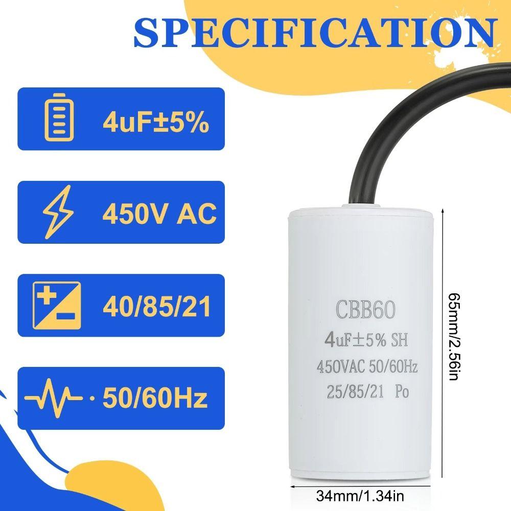 450V CBB60 Capacitor 50/60Hz Water Pump Capacitor Durable Start Capacitor