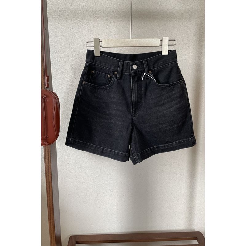 

Niche Style Profile High Waist Simple All-Matching Denim Shorts Black Gray 25