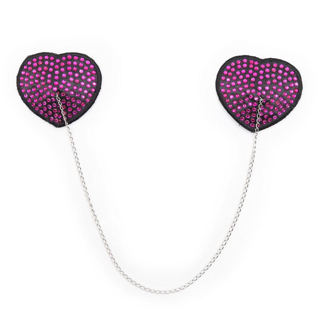 Heart-Shaped Sequin & Star Nipple Pasties with Tassels - Silicone Bra Accessory