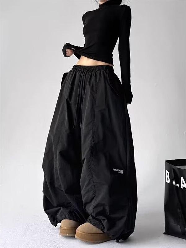 Pantaloni larghi plissettati stile coreano da donna per street dance per primavera/estate
