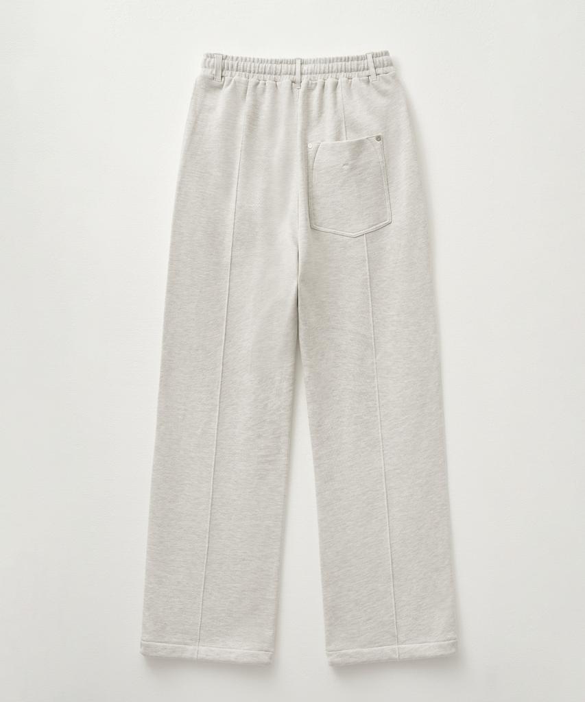 Seteo Cotton Elastic Waist Sweatpants Melange Ivory (Type B)