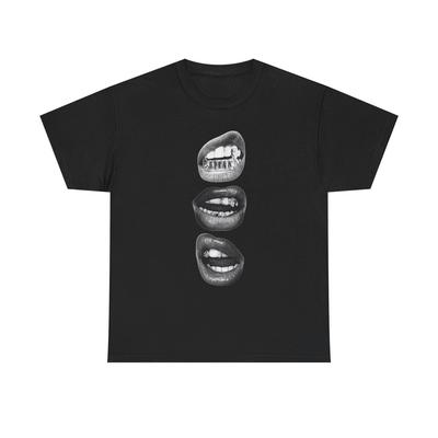 Krasses Lippen-Print T-Shirt | Vintage Streetwear Grafik-T-Shirt, Hip Hop Komfort-Shirt