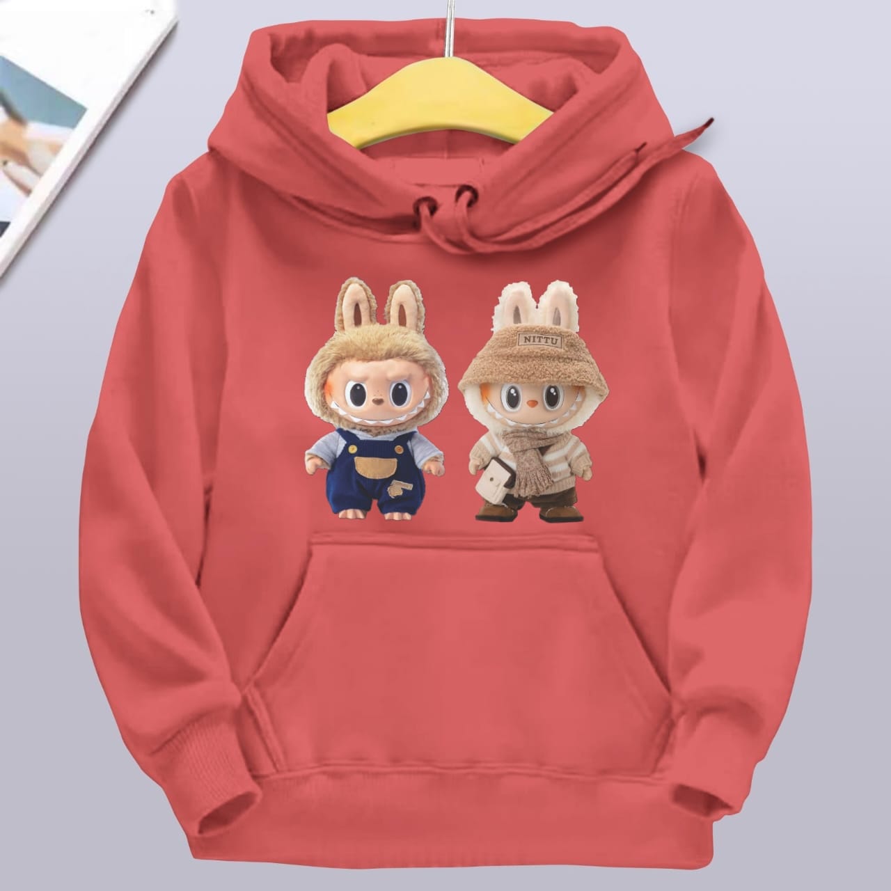 Kinder Hoodie Neu Trendy Labubu Kinder Niedlicher Cartoon Print Lässiger Alltags-Hoodie 100-160cm Jungen Mädchen 120 brown