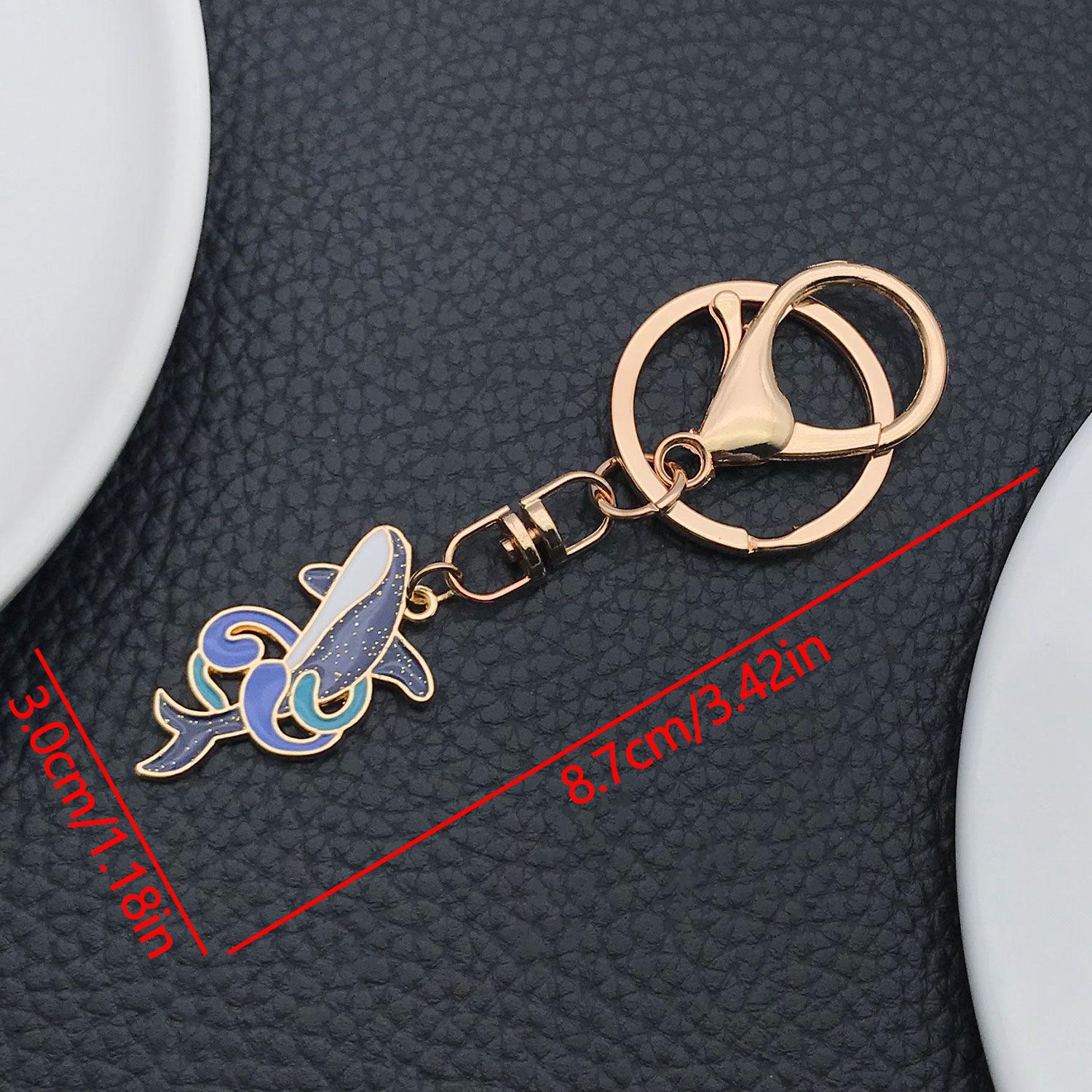 Creative 8-Shaped Keychain: Cartoon Dolphin & Whale with Flowing Oil Drip Design