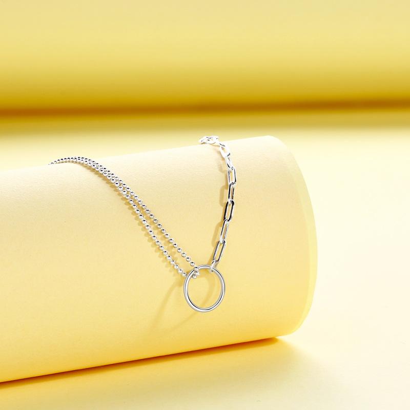 

Корейская версия круглого ожерелья из двух цепочек, геометрическое переплетенное ожерелье, женская мода, легкий роскошный нишевый дизайн