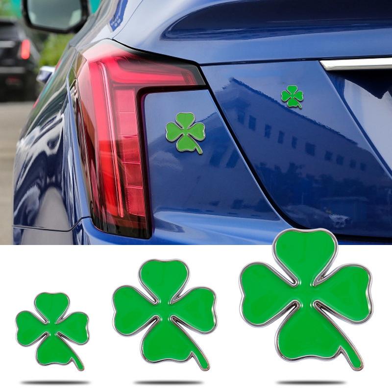 1 x Metal Dört Yapraklı Yonca Logo Amblem Araba Etiket Rozet Çıkartması