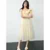 New Waist A Word Thin and Sweet Long Skirt Girl Three-dimensional Flower Flying Sleeve Dress Women's Summer Leisure