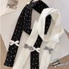 Harajuku Bow Wool Shawl Polka Dot Long Narrow Scarves Sweet Knitted Scarf  Outdoor