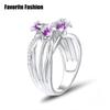 Elegant Beautiful Violet Flowers Rings