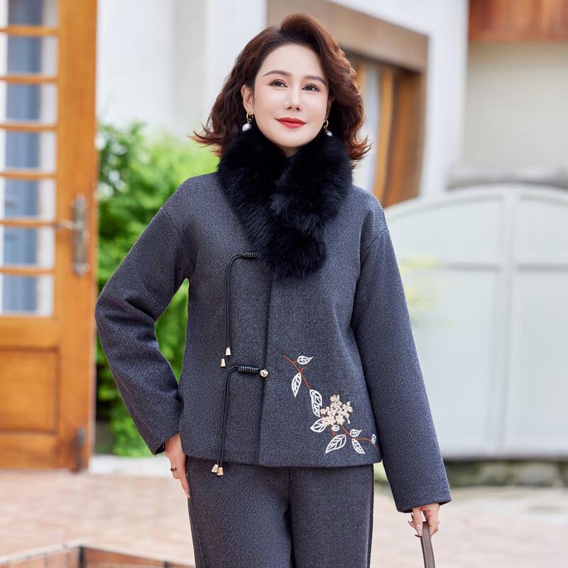 New Chinese Style Mom's Woolen Two-Piece Suit
