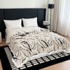 Leaf Jacquard Reversible Blanket, Double Sided Faux Lambskin Throw Blanket, Soft Cozy Warm Bed Sofa Cover