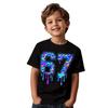 6 7 Letter Children's T-Shirts Cool Digital Print Boys Girls Summer Short Sleeve Casual Crew Neck Top Street Children's Clothing