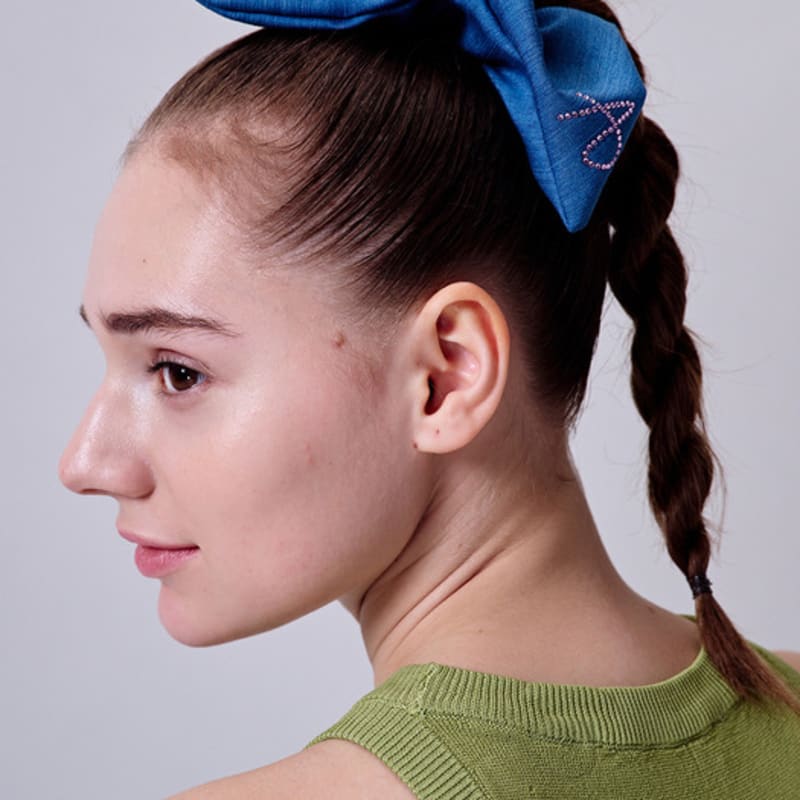 August Harmony Denim Square Scrunchies / Mid Blue