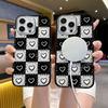 Creative black plaid women's love Apple 17 transparent magnetic mobile phone case iPhone15promax protective case