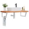 VidaXL Wall-mounted Washbasin Shelf Steel and Solid Beech Wood, Floating Washbasin Shelf, Washbasin Shelf To Place 3302446