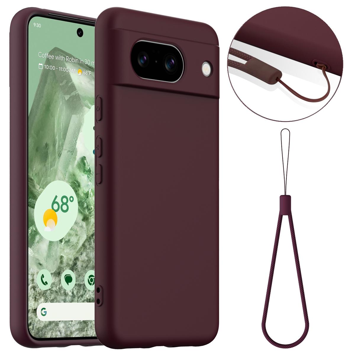 

Для Google Pixel 8a Магнитный чехол Жидкий силиконовый чехол для телефона с ремешком C