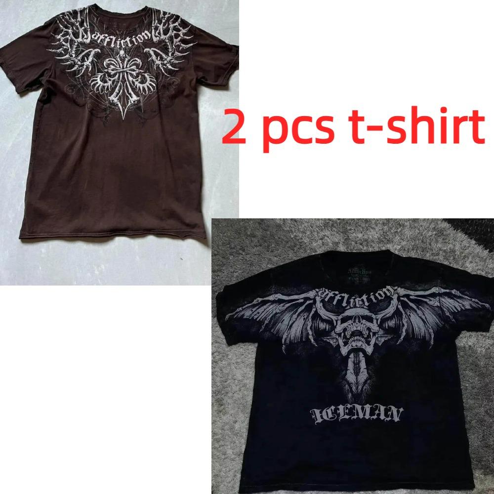 T-shirt da uomo estiva Affliction Vintage Oversize Y2K Streetwear Gotico da uomo e donna Retro Rock T-shirt da uomo Top