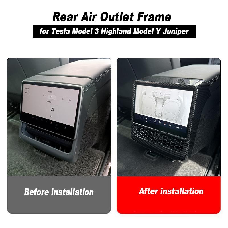 Rear Air Outlet Frame for Tesla Model 3+/Model Y Juniper 2025 Rear Screen Cover Back Air Vent Trim Protective Cover Accessories