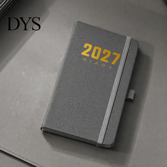 2027 Daily Planner with PU Leather Cover, A6 Pocket Size Compact Organizer Agenda, Portable Notebook Pen Holder for Efficient Time Management