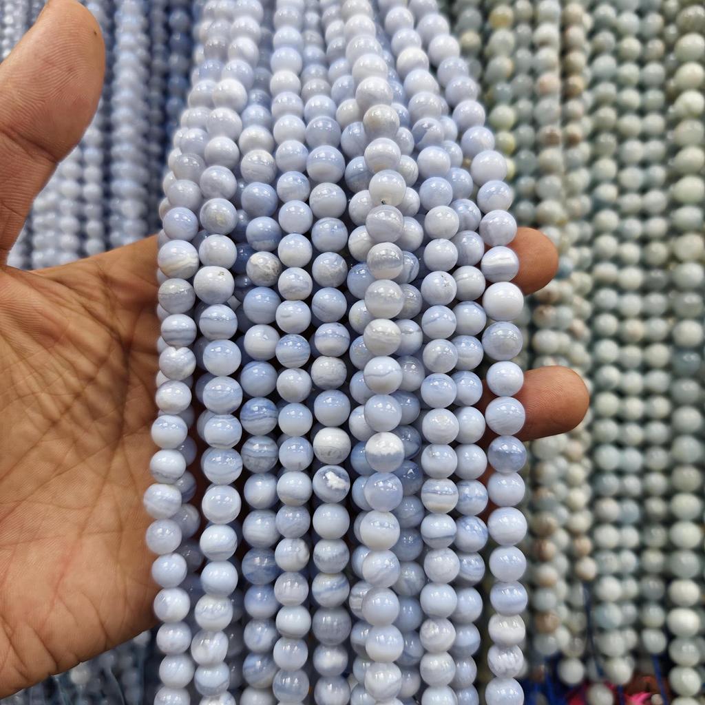 Natural Purple & Blue Lace Agate Beads for DIY Chalcedony Bracelet Jewelry - Round, Loose, Semi-Finished Stringing Accessories
