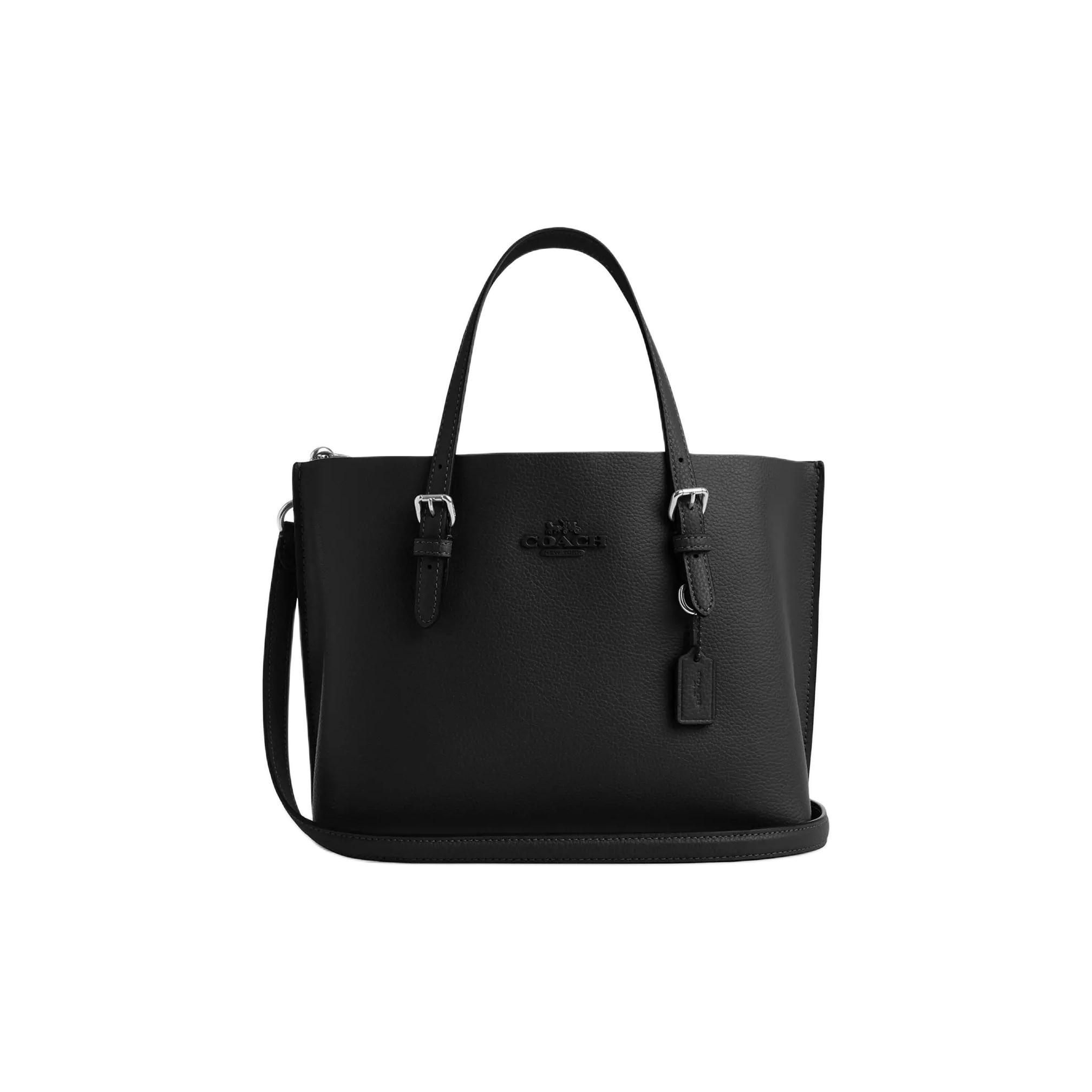 Coach Mollie Logo Detachable Shoulder Strap Tote Bag Shopping Bag Crossbody Bag Cowhide Leather Handbag 25 Women tote Black CV966-SVBK Basic Set (Bag+Dust Bag)
