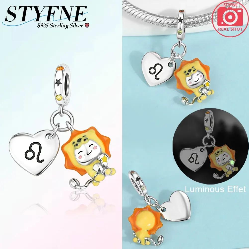 Charmscopper Blue Pendant Leovirgo Twelve Constellations Original Beads Fit Bracelet Women Accessory Fine Gift Diy Jewelry