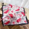 70x70cm Lightweight Cotton Silk Square Scarf With Boho Floral Print Breathable Neck Wrap Women