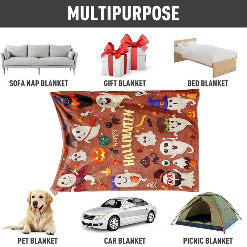 Spooky Blanket Halloween Horror Ghost Pumpkin Witch Blankets And Throws Soft Halloween Fall Blanket Warm Blanket For Napping
