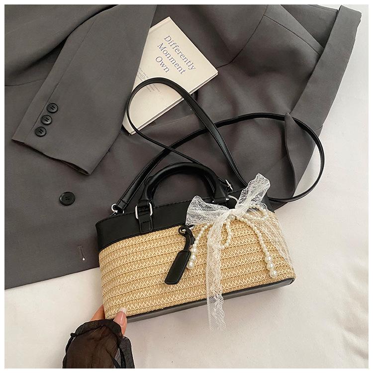 Trend Messenger Women's Bag 2025 Summer Niche Design Korean Version Versatile Handbag Straw Bucket Shoulder Bag