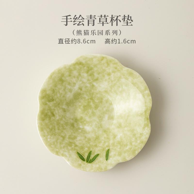 Handbemalte Panda Hochfuß-Teetasse Zen-Teeschale Teetassenset Teeprobe Meditationsbecher Jianzhan Meistertassen Teeservice Untertasse