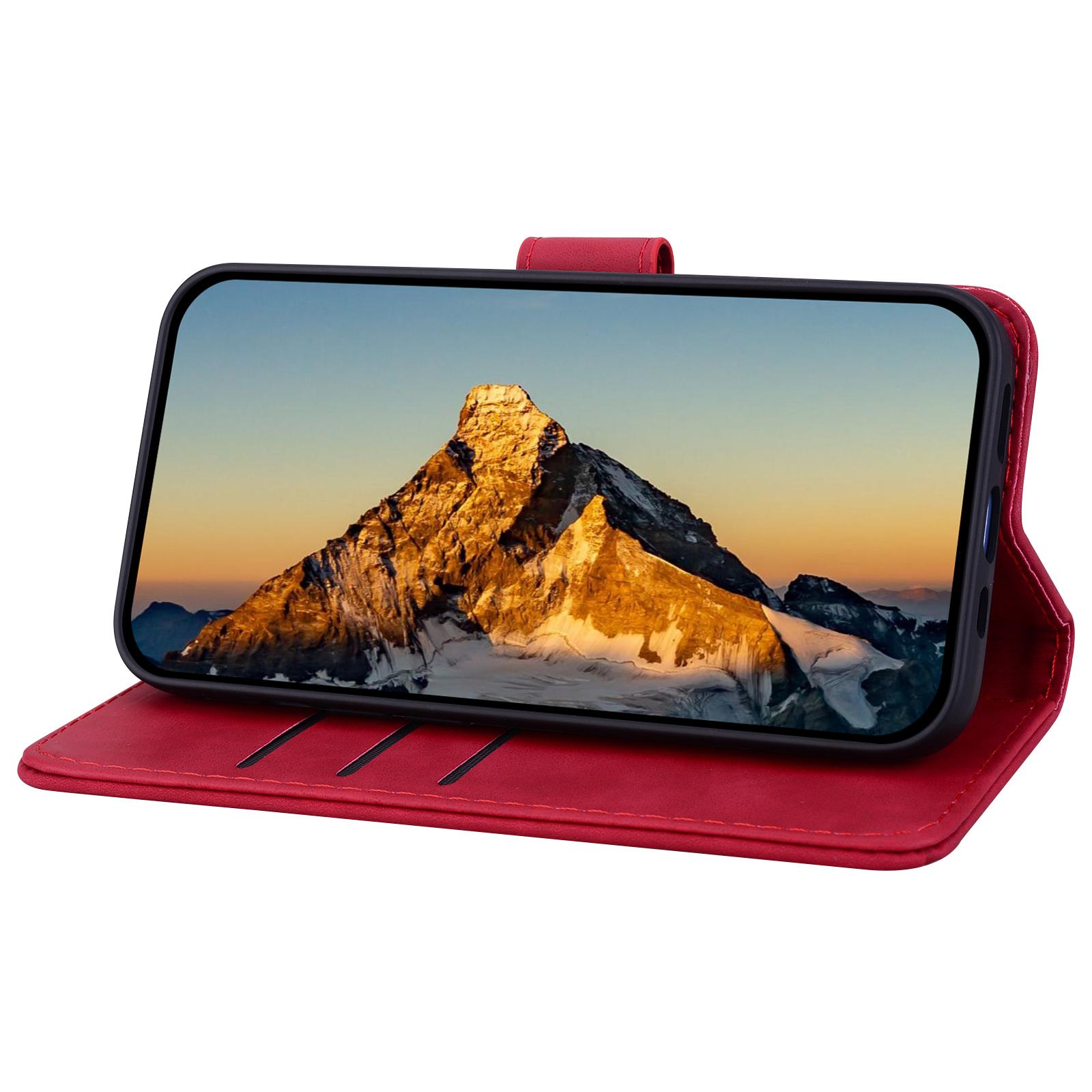 

For Google Pixel 10 Pro XL/9 Pro XL Case PU Leather Wallet Flip Phone Cover Flower Imprinted Red