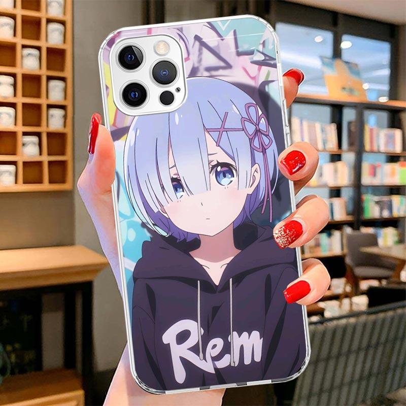 R-Rem Re Zero Anime Cover Phone Case For iPhone 16 17 Air 15 14 Pro Max 16E Phone Case 13 Mini 12 11 7 SE 8 Print Pattern Fit Ca