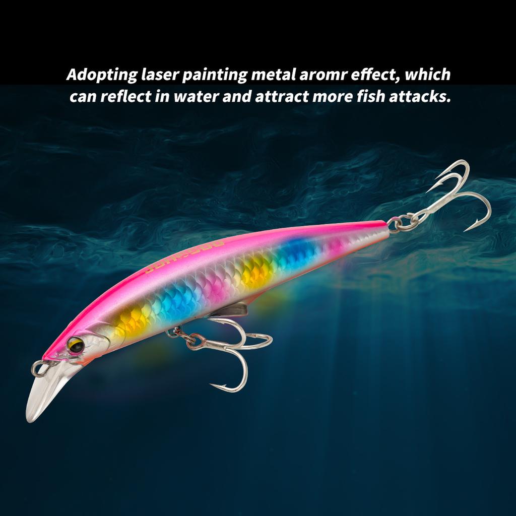 Steel Sea Fishing Artificial Hard Bait Minnow Lure for Sea Bass-Trolling with Hooks 30g/46g Saltwater Use