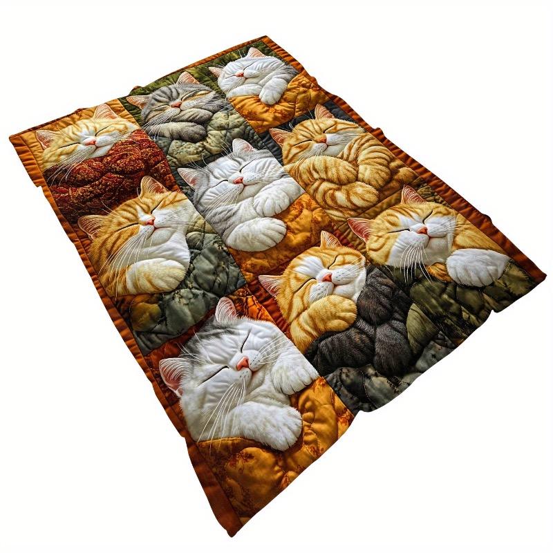 

[Одеяло с милыми котиками] 1 шт. Легкое мягкое фланелевое портативное одеяло | Плед с принтом милых котиков для дивана, путешествий, кемпинга 50x60in